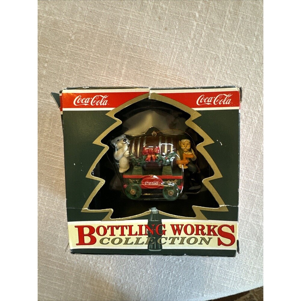 Coca Cola Ornament - Bottling Works Collection - Polar‎ Bear & Elf- 1995